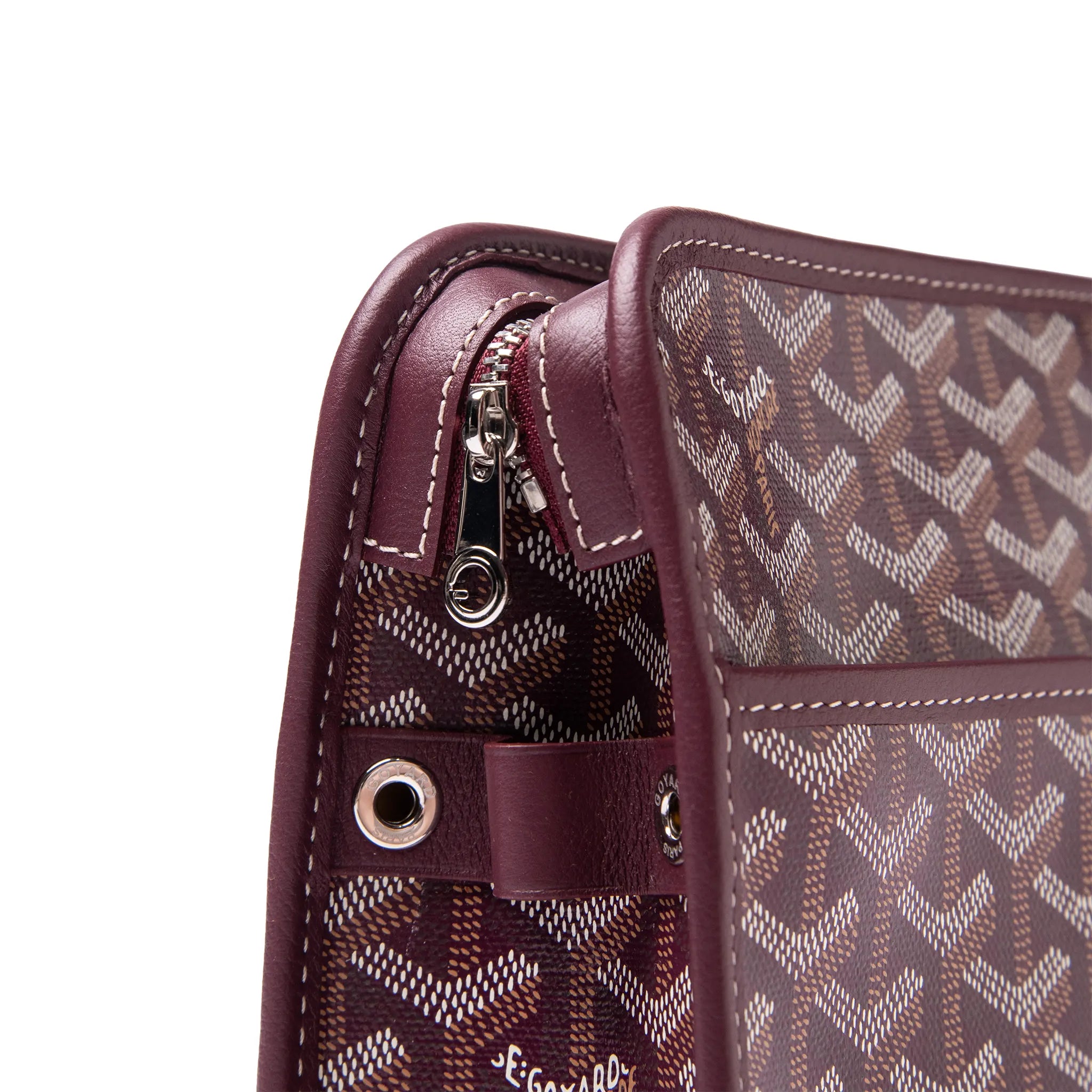 Side View of Goyard Jouvence MM Burgundy Washbag JOUVENMMLTY33CL33P
